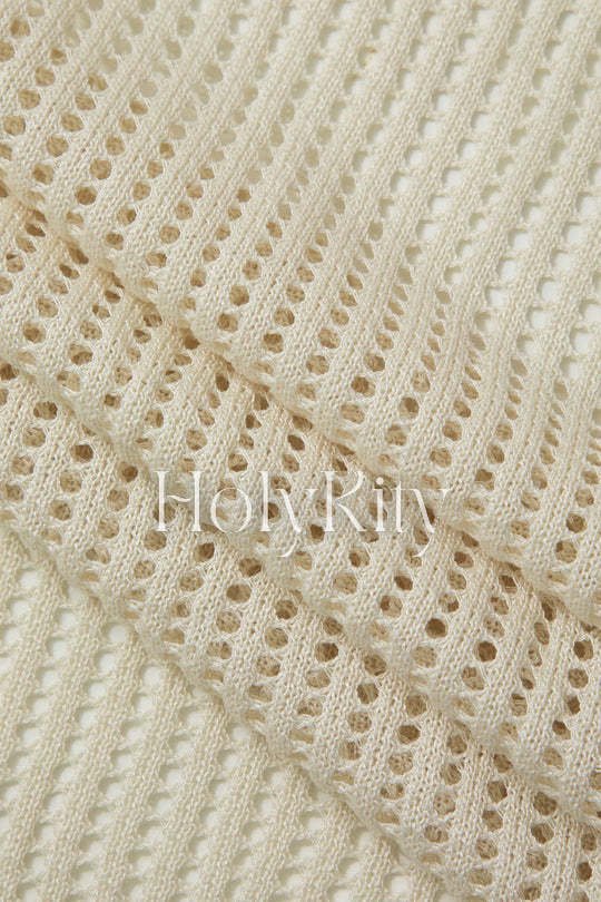 Knot Side Slit Open Knit Skirt