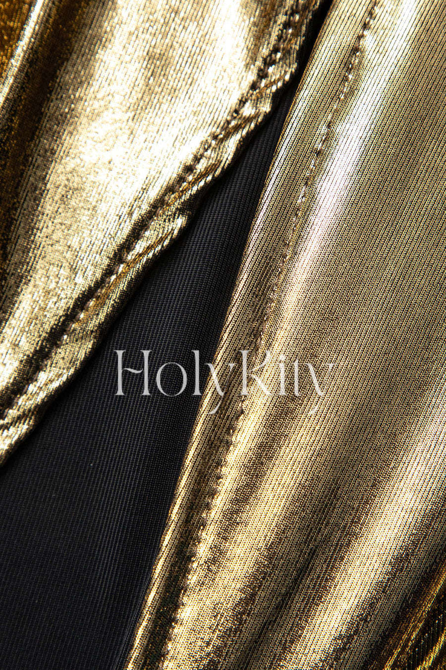 Metallic-Maxi-Wickelkleid mit V-Ausschnitt, gerafftem Schlitz 