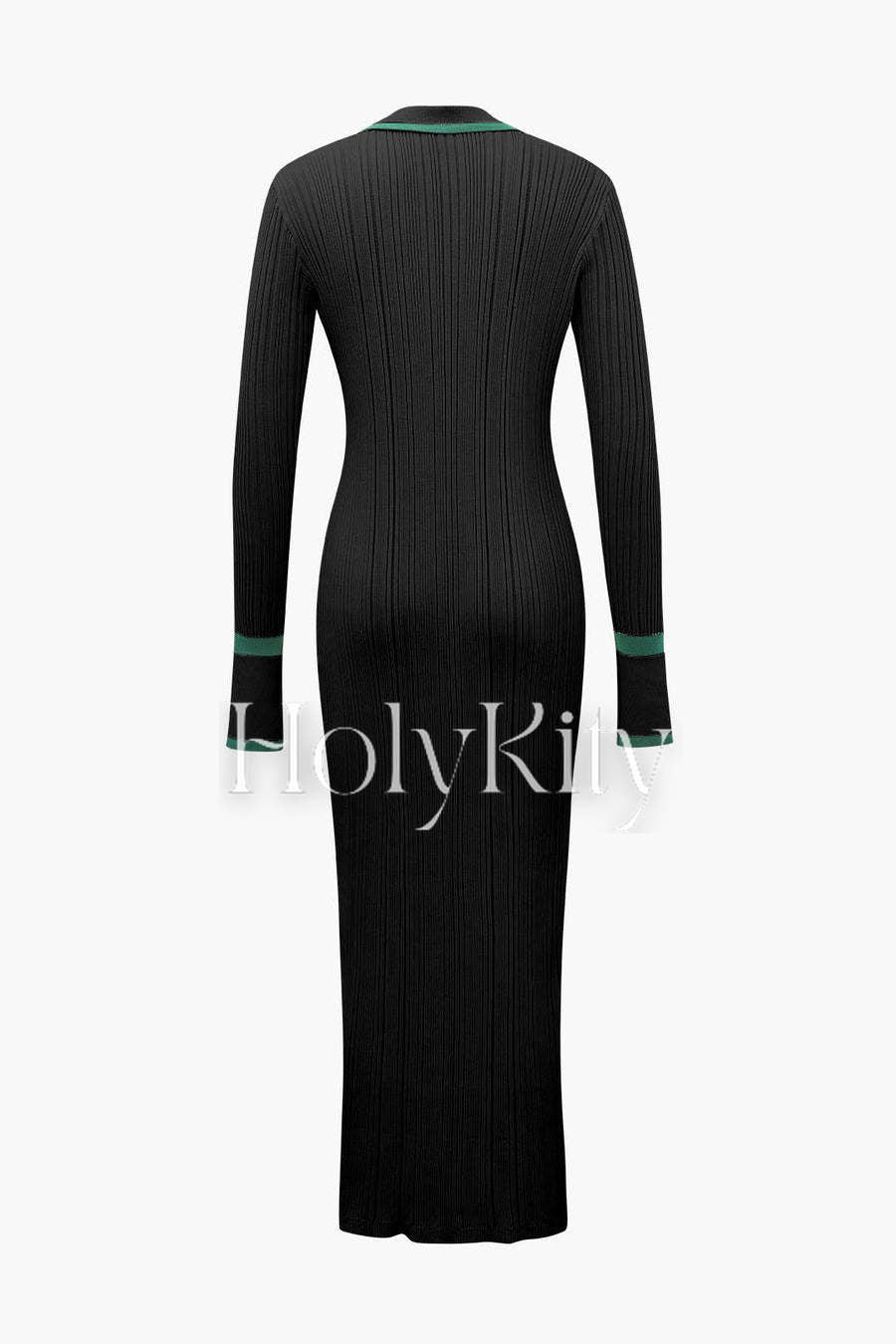 Robe en maille boutonnée à bordure contrastante