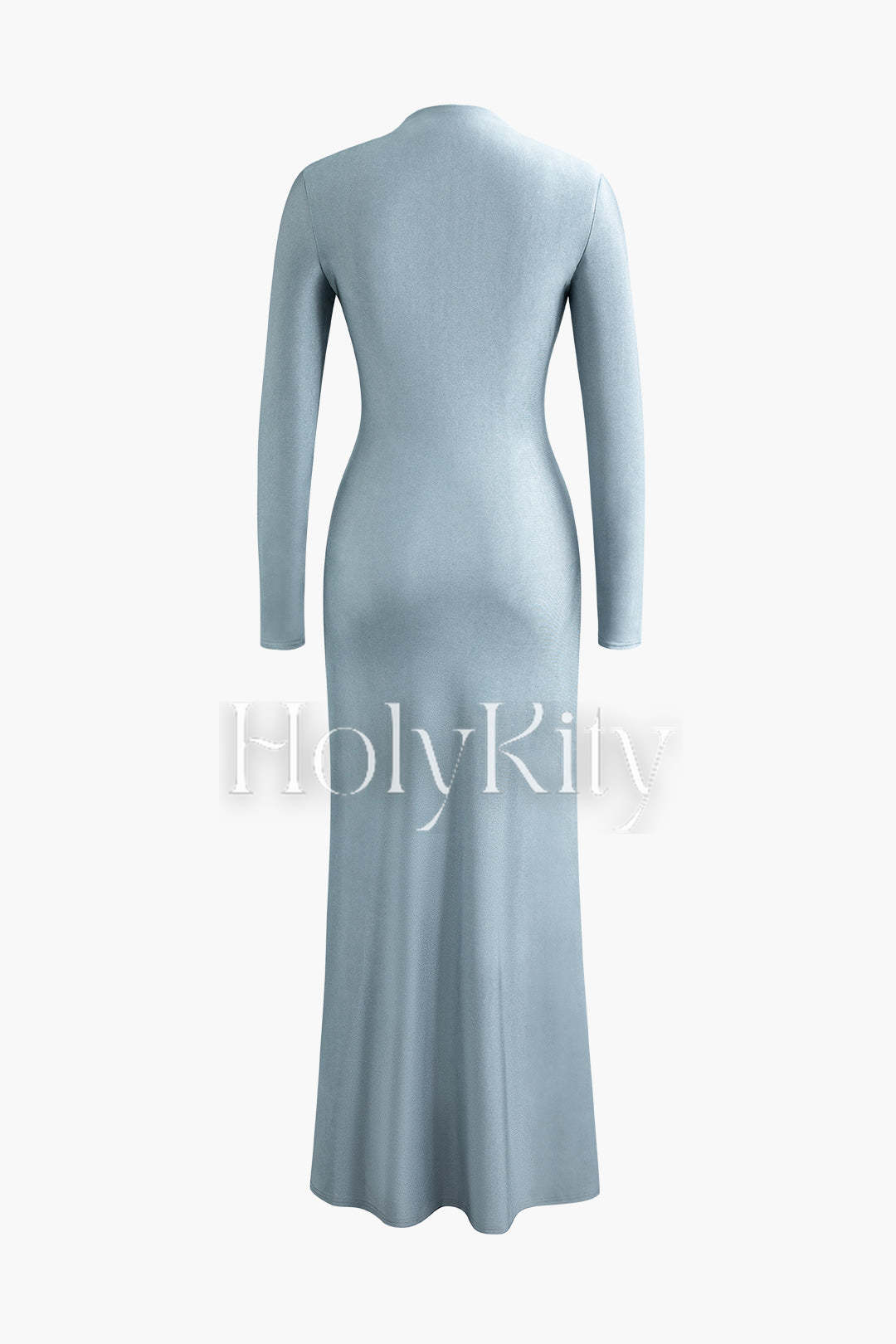 Robe longue à manches longues et col montant avec fermeture éclair sur le devant 