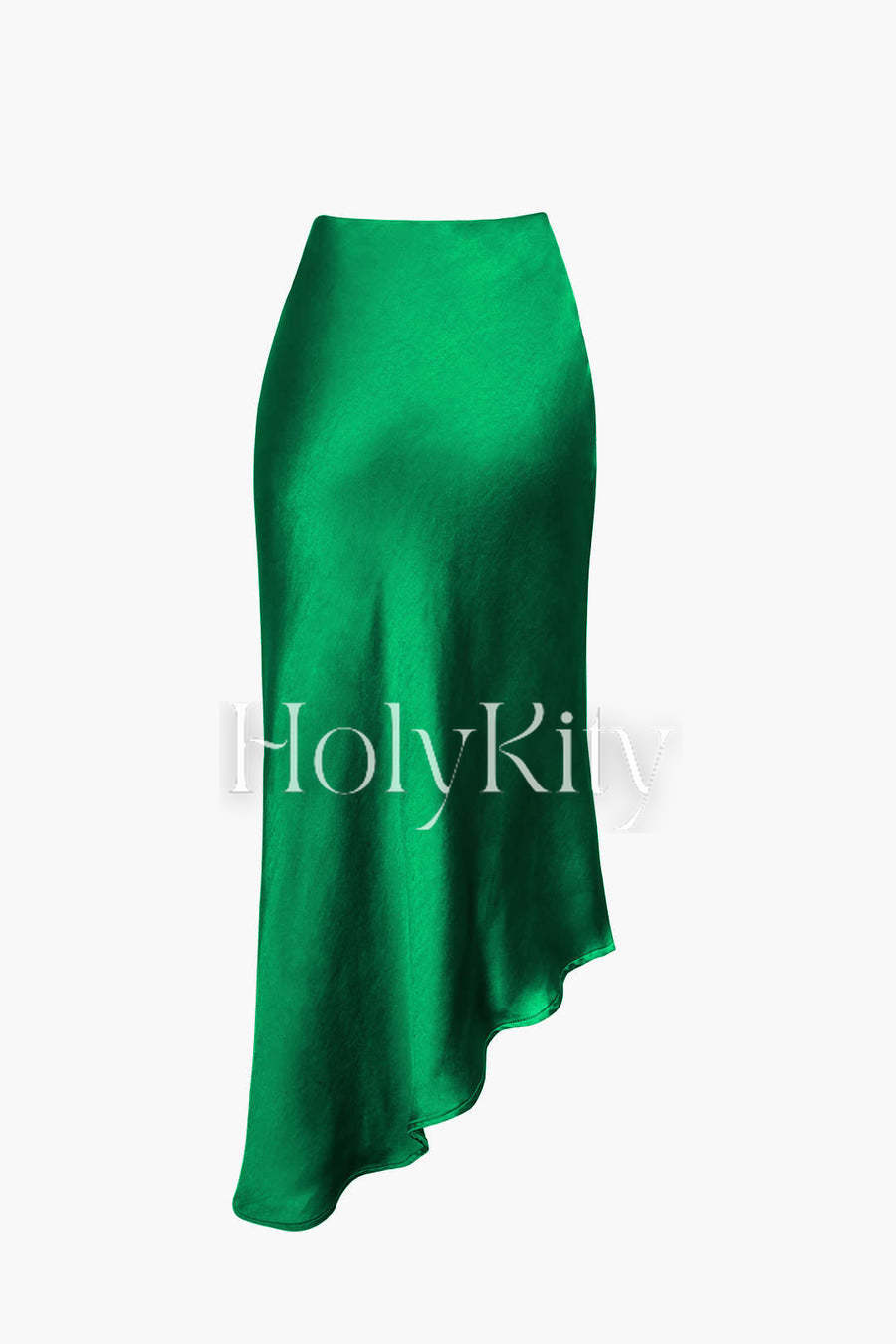 Asymmetric Hem Slit Button Deco Skirt