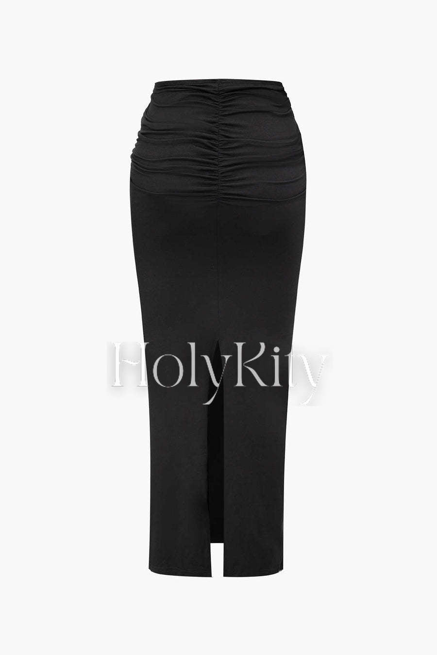 Square Neck Long Sleeve Top And Ruched Maxi Skirt Set