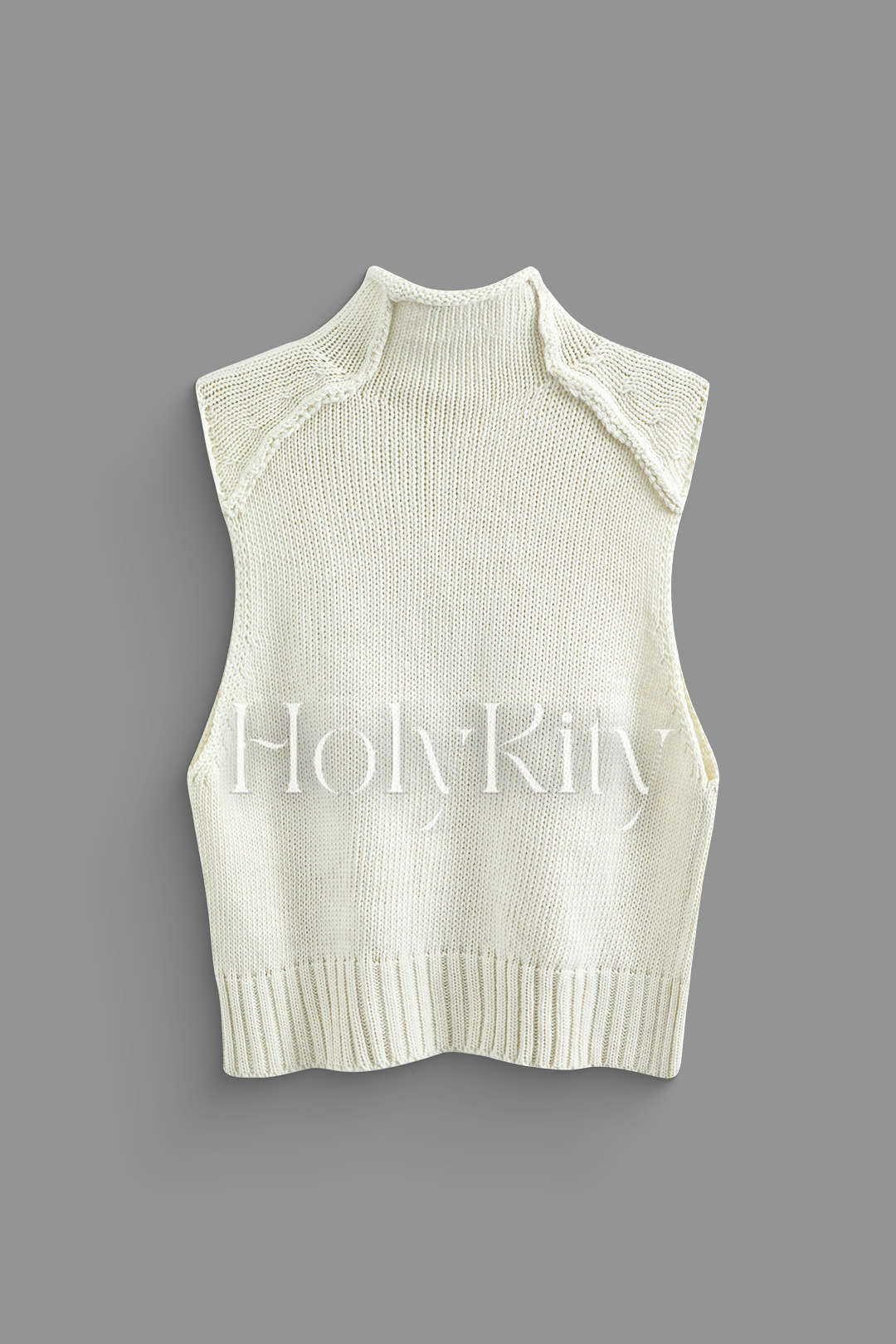 Mock Neck Stitching Detail Knit Tank Top