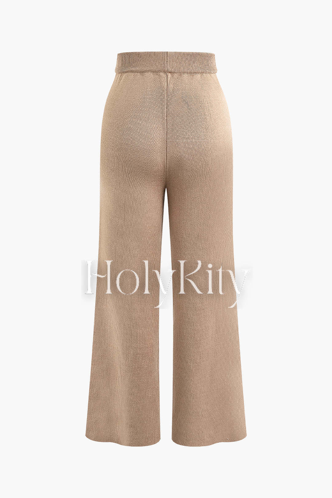 Pantalon large en tricot taille haute 