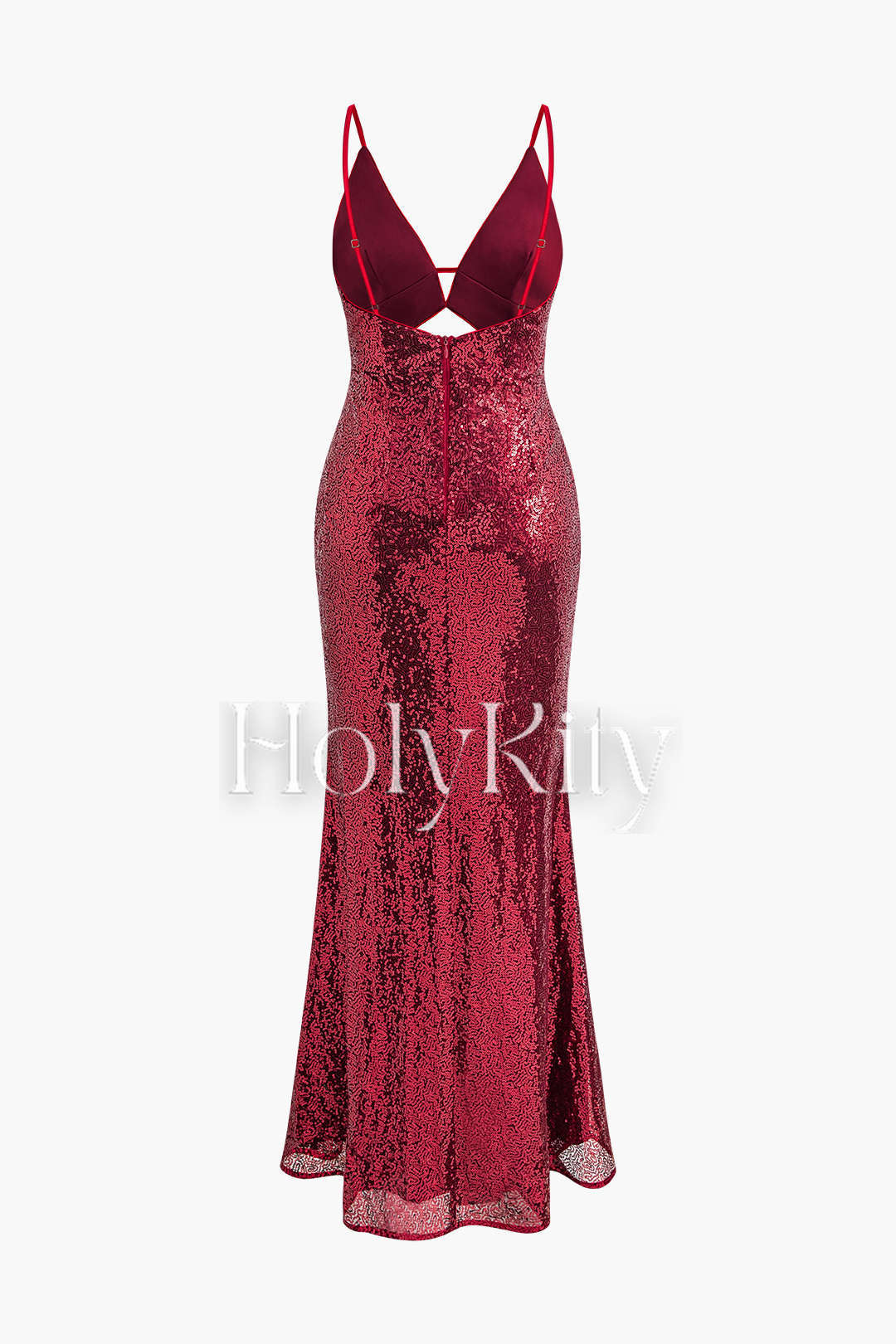 Maxikleid mit V-Ausschnitt, Pailletten und Cut-Out 
