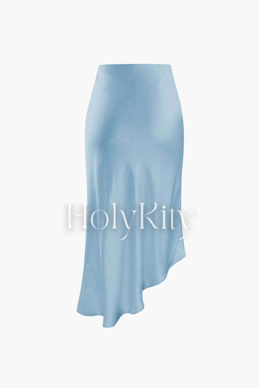 Asymmetric Hem Slit Button Deco Skirt
