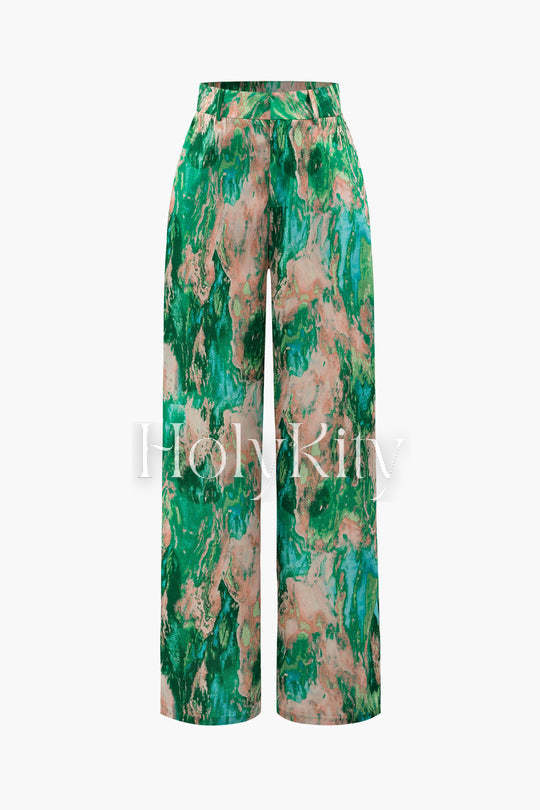 Marble Print Full-length Pants