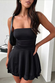 STRAPLESS RUFFLED MINI DRESS