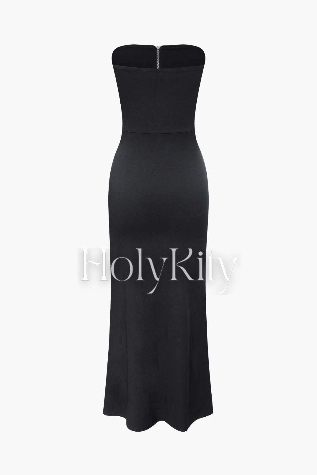Trägerloses Maxikleid mit Reißverschluss 