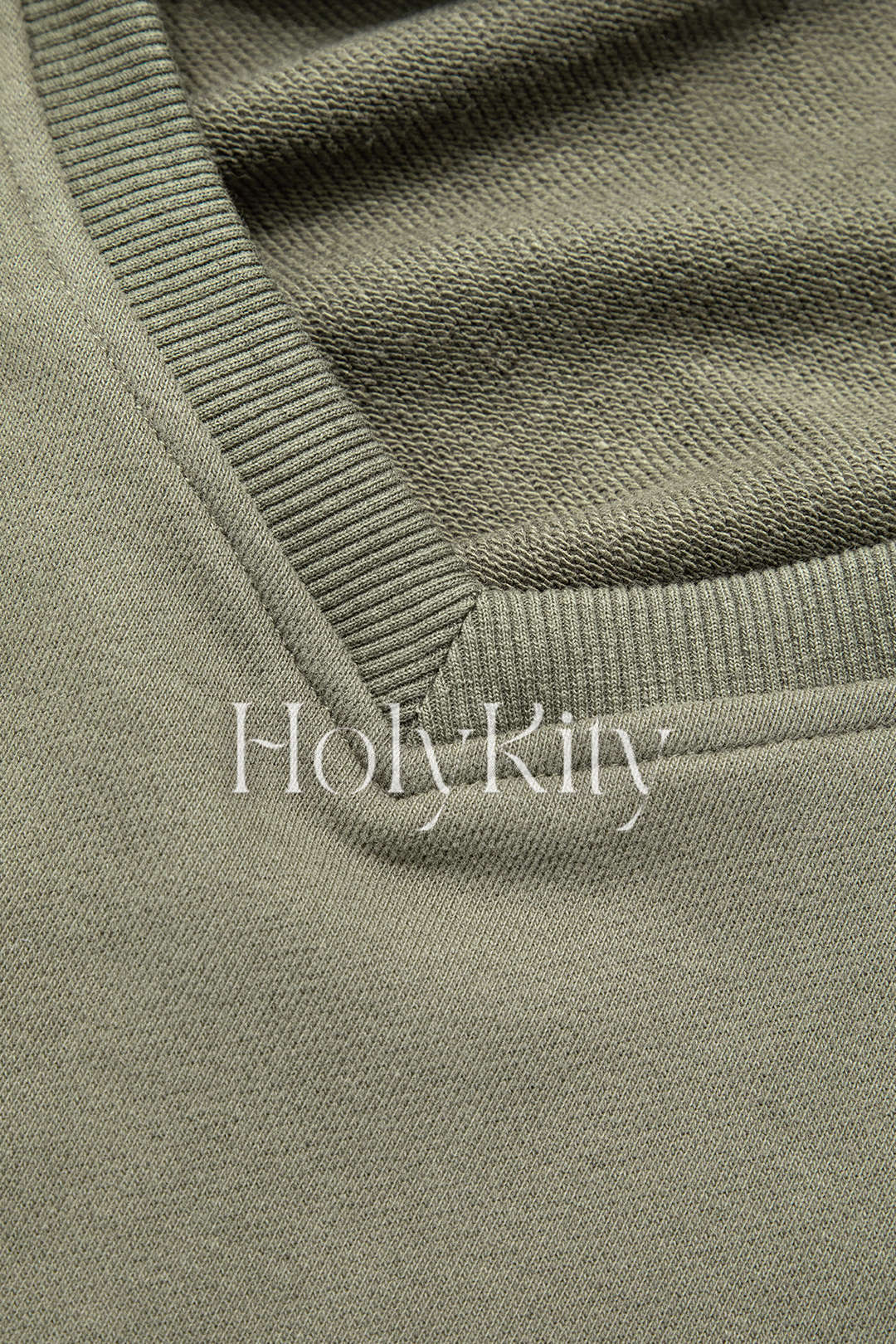 Sweat-shirt court uni à col en V 