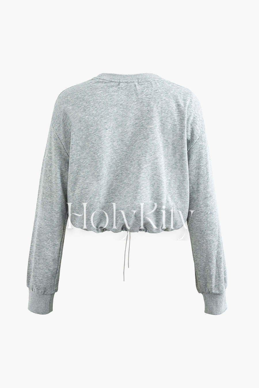 Sweat-shirt court uni avec cordon de serrage 