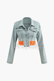 Contrast Denim Shirt And Chain Detail Shorts Set