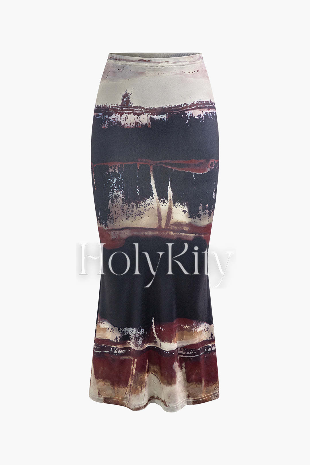 Jupe midi sirène taille haute tie dye 