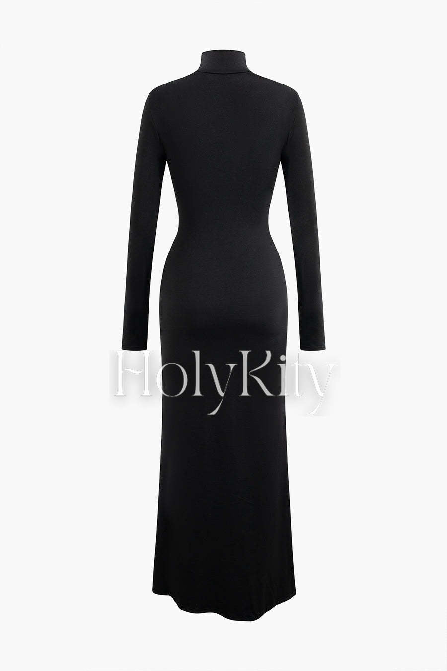 Maxikleid mit Rollkragen und langem Ärmel und Body-Print