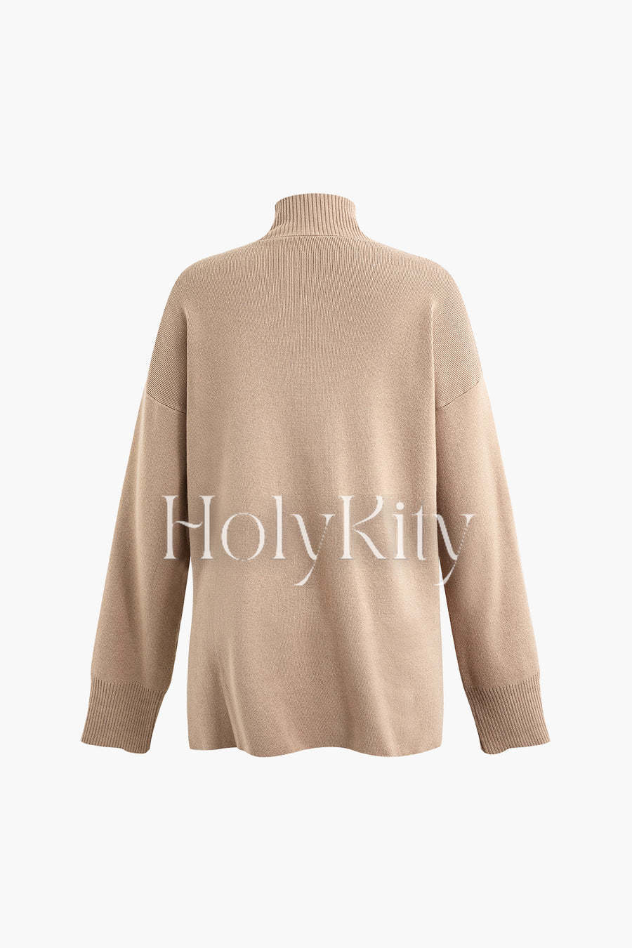 Haut en tricot à manches longues et col montant avec ourlet asymétrique 
