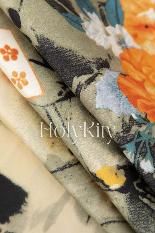 Floral Print Satin Pants
