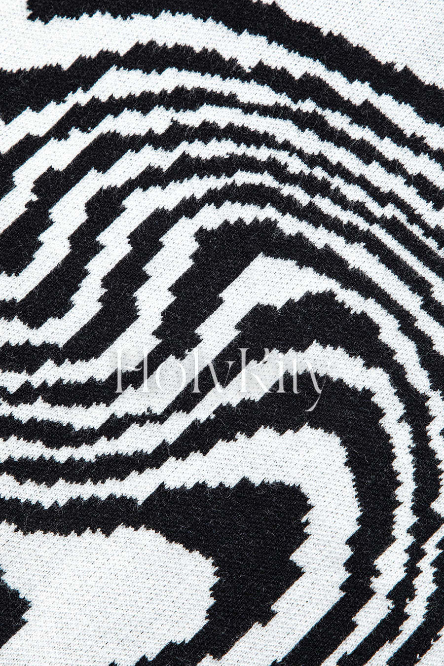 Pull col rond à motif de lignes 