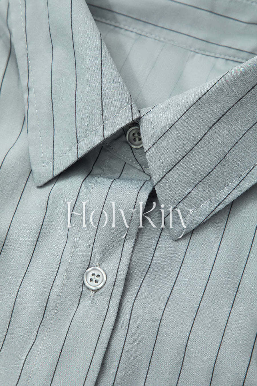 Chemise courte rayée avec poche poitrine et ceinture 