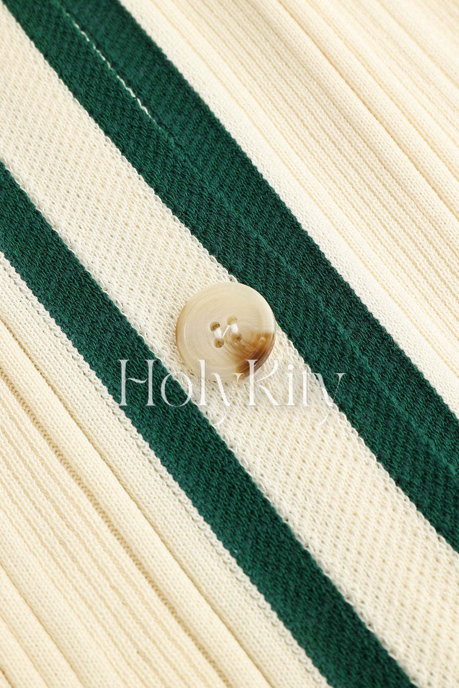 Robe en maille boutonnée à bordure contrastante