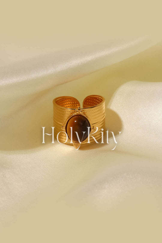 Wide Tiger's Eye Cuff Ring