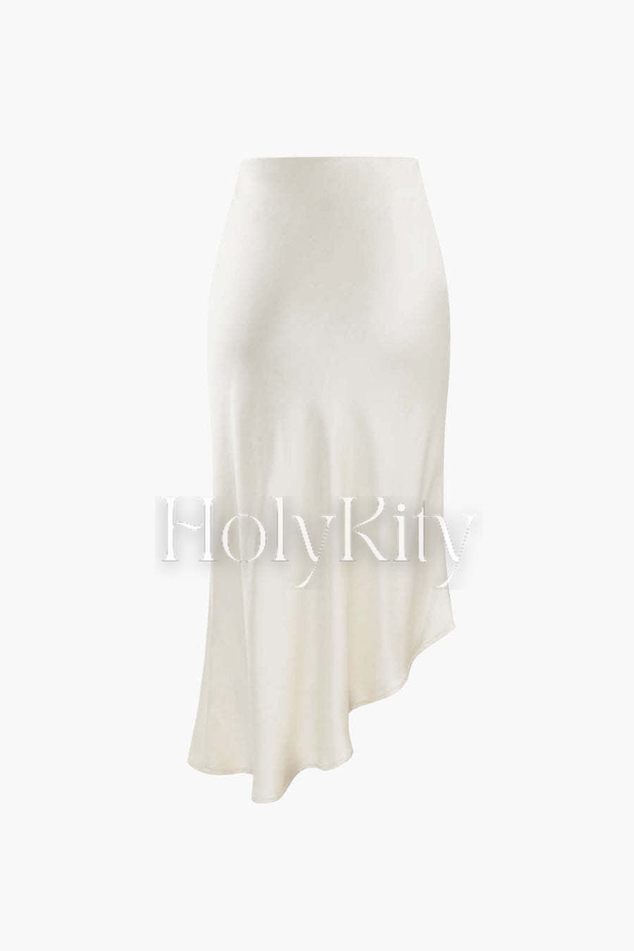 Asymmetric Hem Slit Button Deco Skirt
