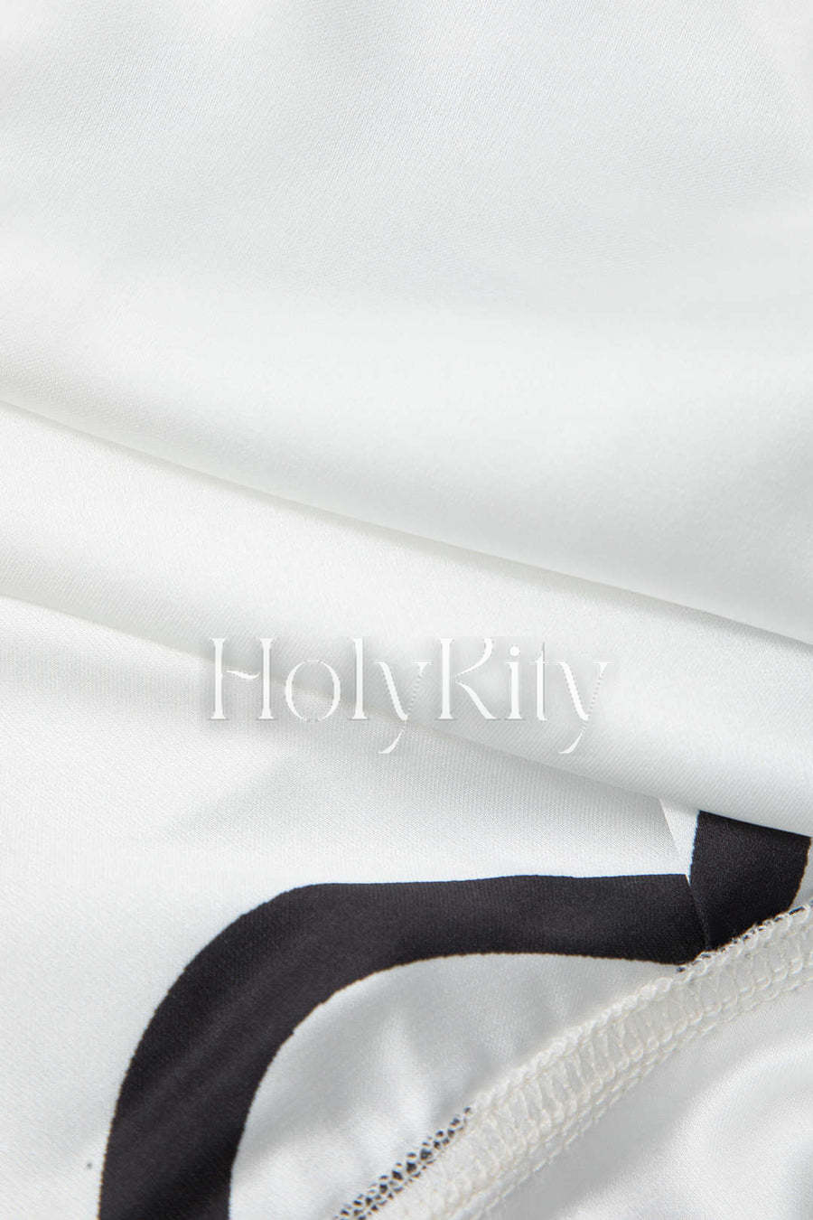 Line Pattern Satin Crop Long Sleeve Shirt