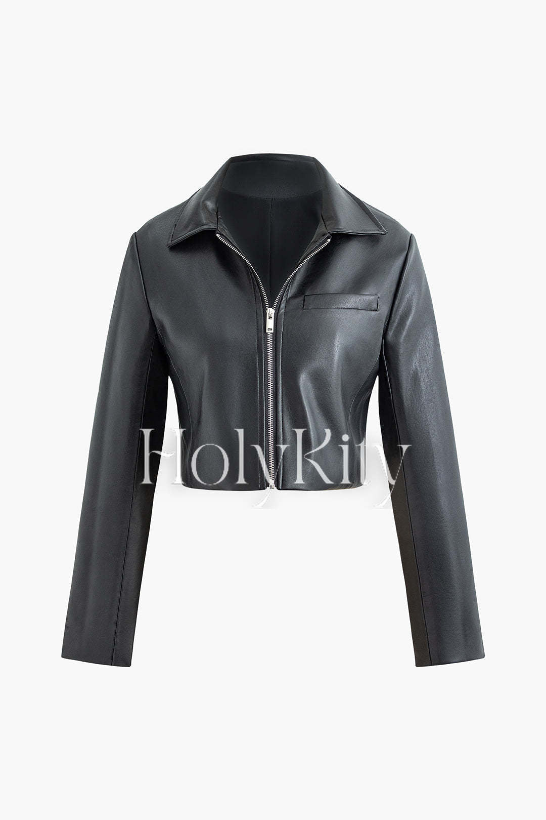 Veste courte zippée en similicuir 