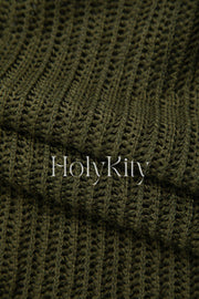 Round Neck Long Sleeve Open Knit Top