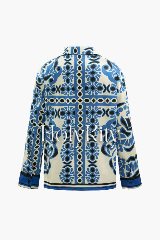 Chemise à manches longues avec poche poitrine imprimée 