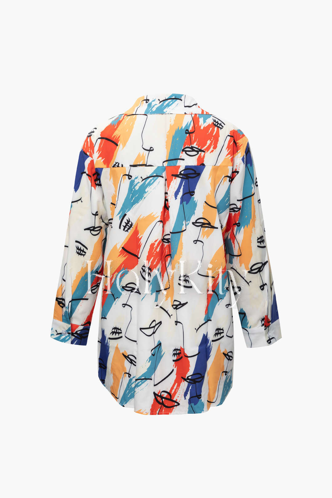 Chemise boutonnée à manches longues et imprimé visage 