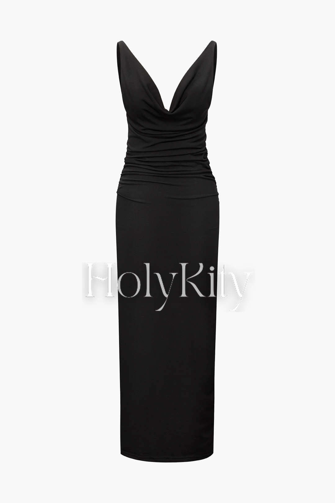 Cowl Neck Ruched Maxi Dress