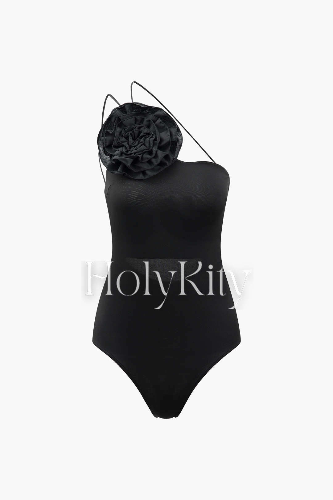 Body dos nu à bretelles asymétriques et motif rose 