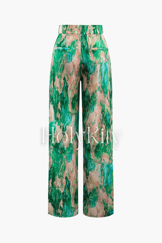 Marble Print Full-length Pants