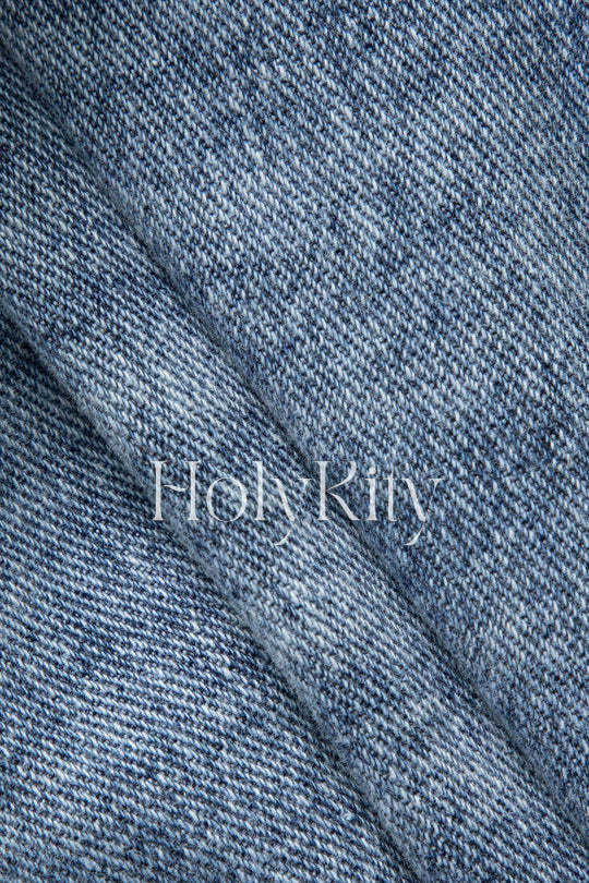 Short en jean à jambe large et ourlet effiloché 