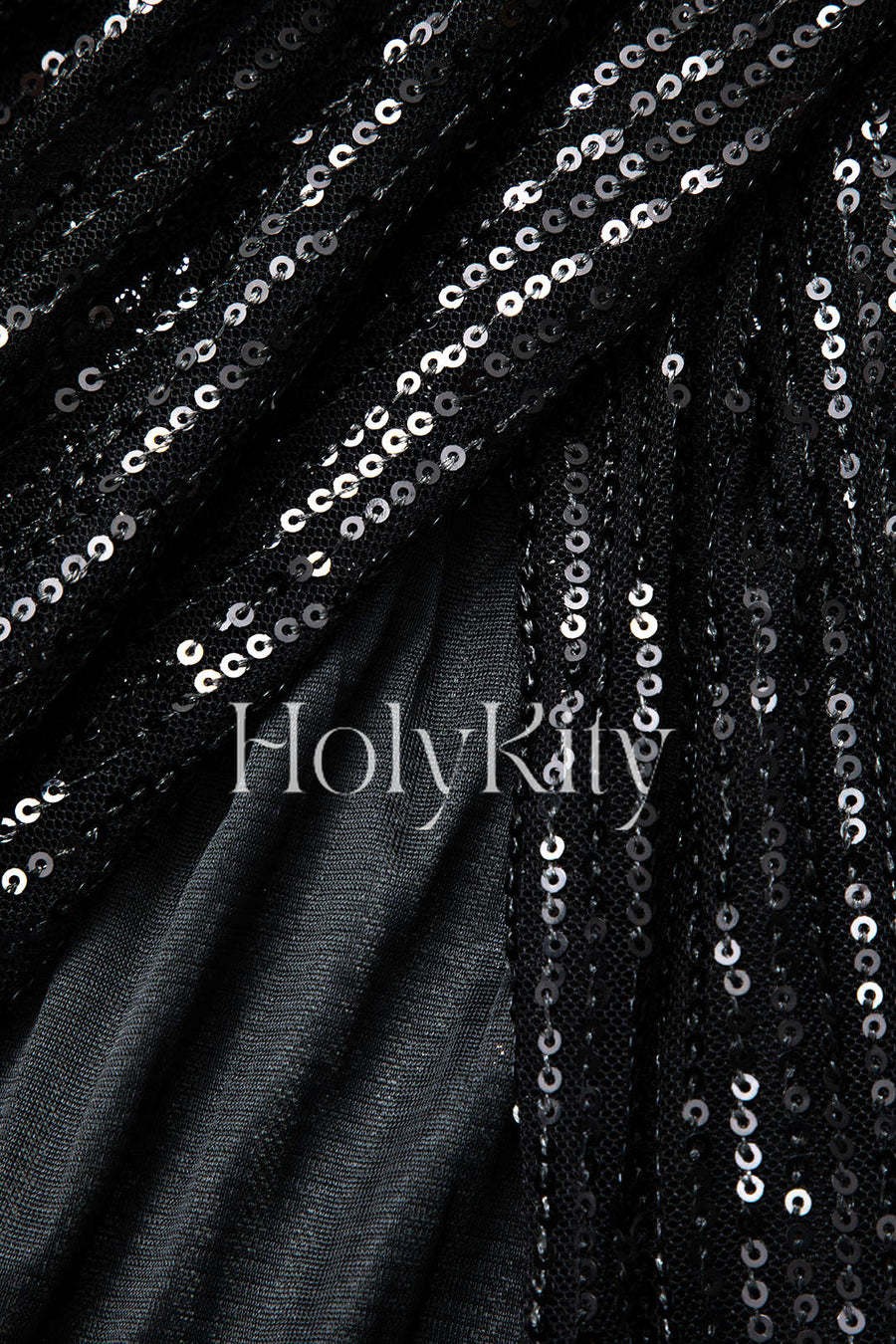 Robe longue asymétrique fendue à sequins et nœud sur le côté 