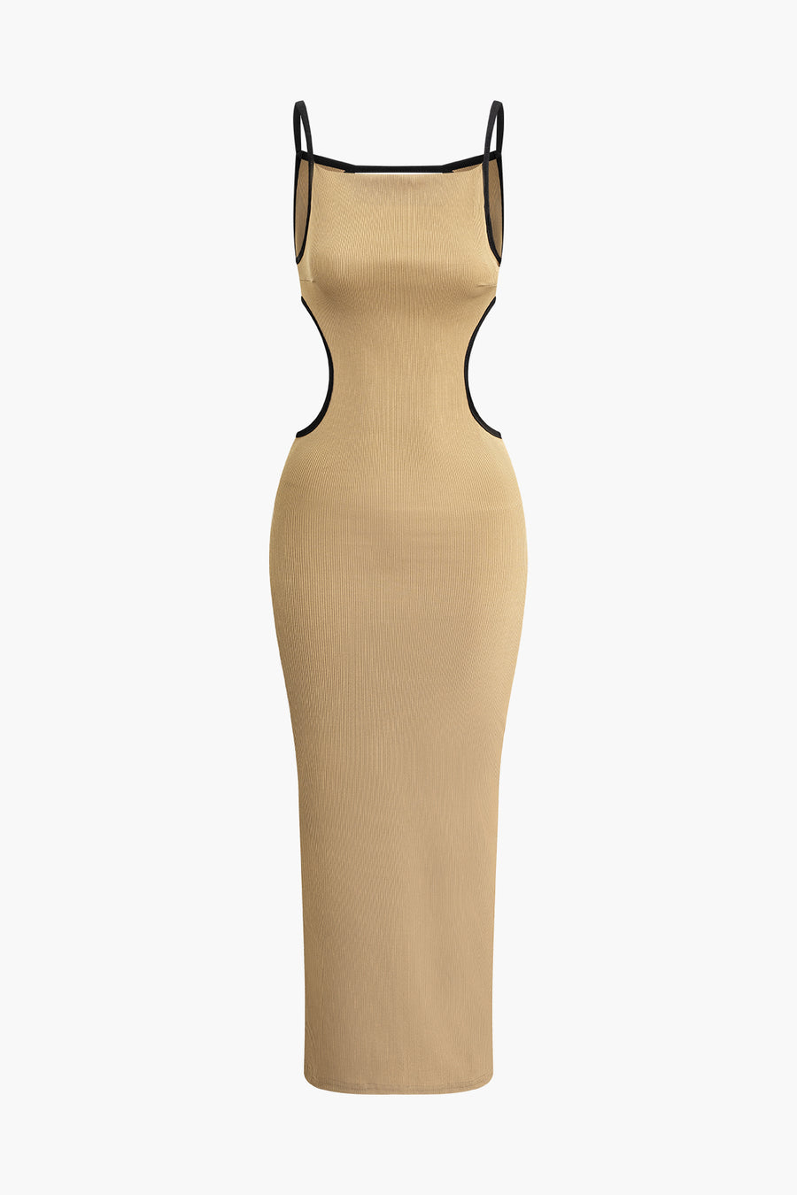 Maxikleid aus Strick mit Farbblockdesign und V-Ausschnitt und Schlitz