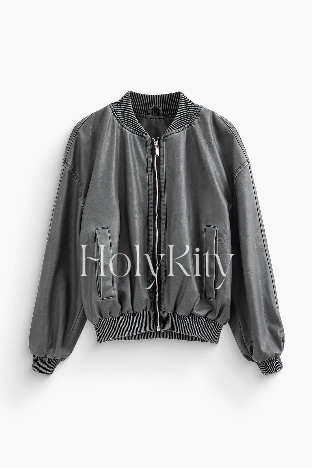 Blouson aviateur en similicuir avec poche zippée 