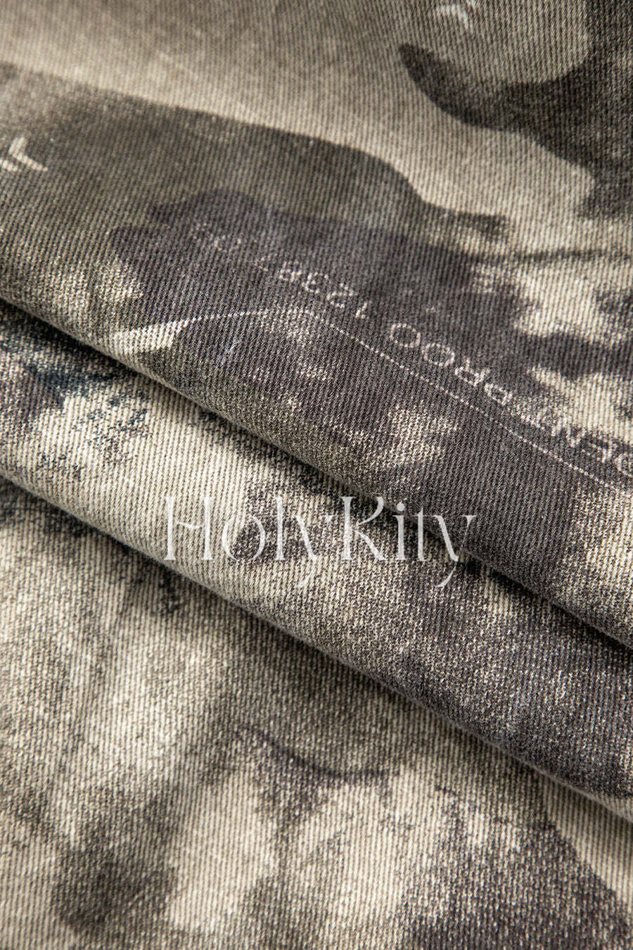 Cargohose mit Batikmuster und hoher Taille, mehreren Taschen und Seilschnürung, geradem Bein 