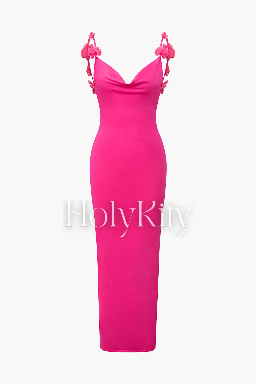 3D Flower Decor V-neck Maxi Dress