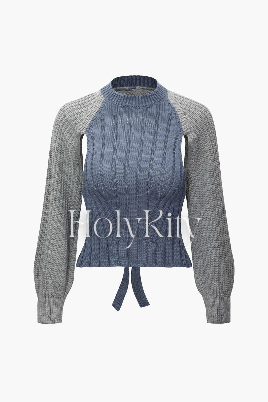 Pull col roulé colorblock dos nu noué dans le dos 