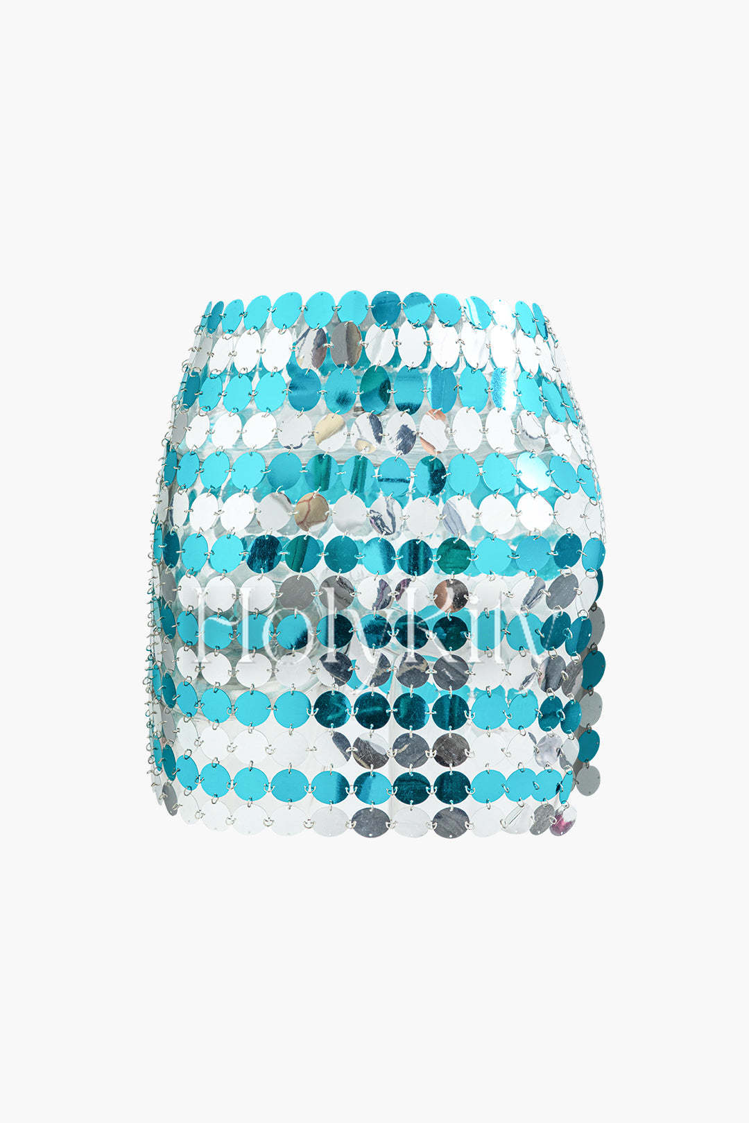 Colorblock Sequin Slit Mini Skirt