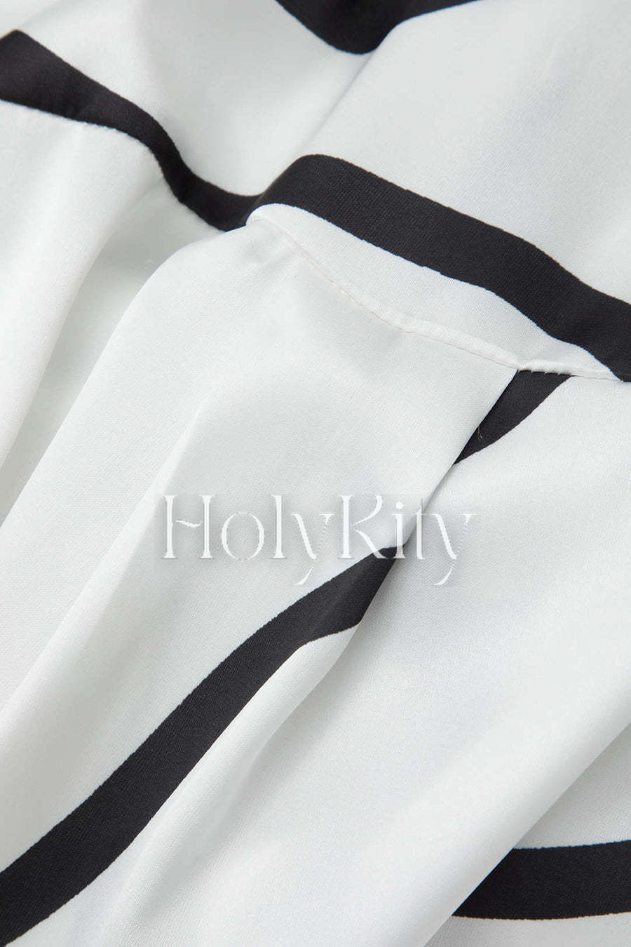 Line Pattern Satin Crop Long Sleeve Shirt