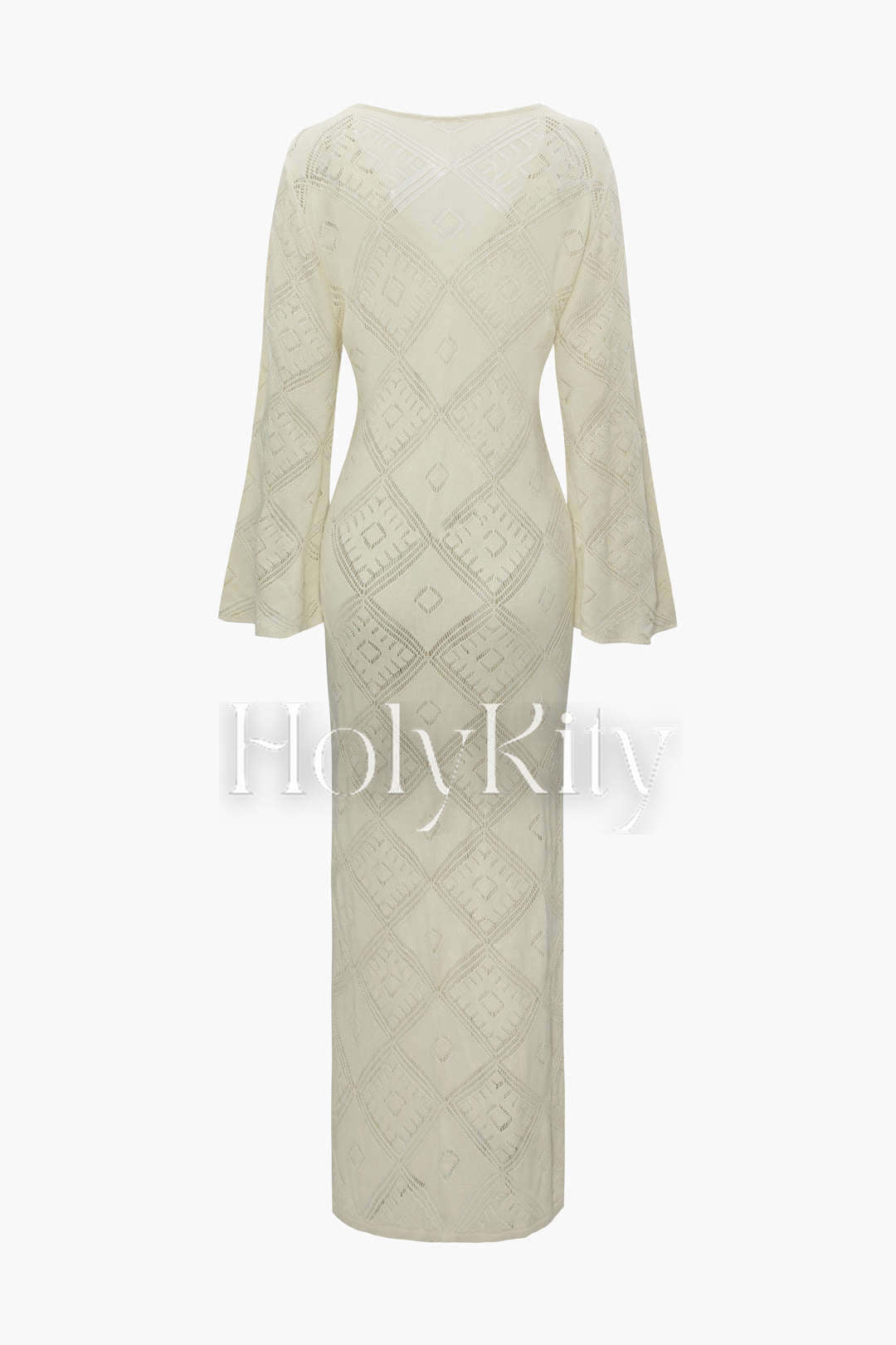 Maxikleid mit V-Ausschnitt und langen Ärmeln 