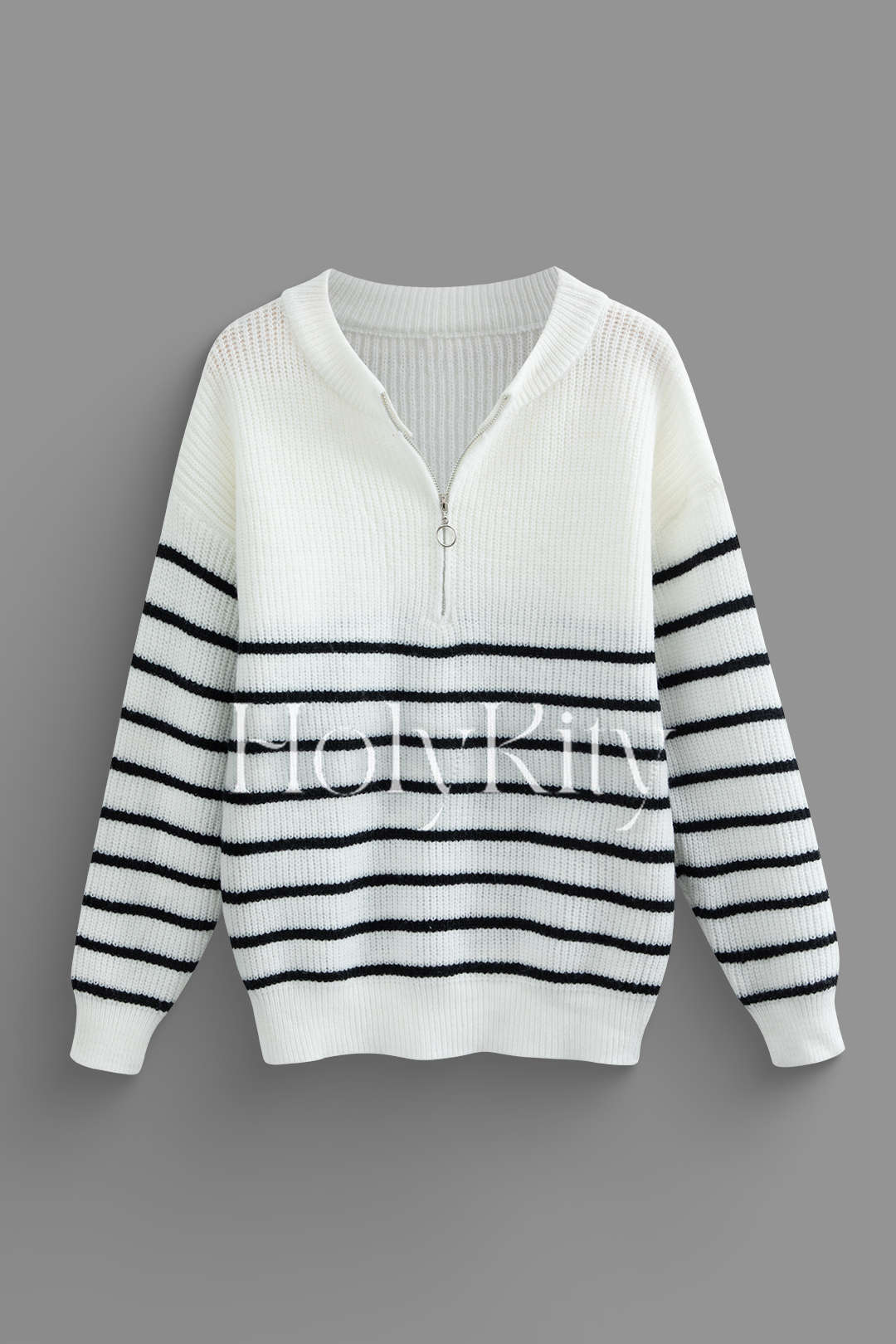 Pull rayé zippé 