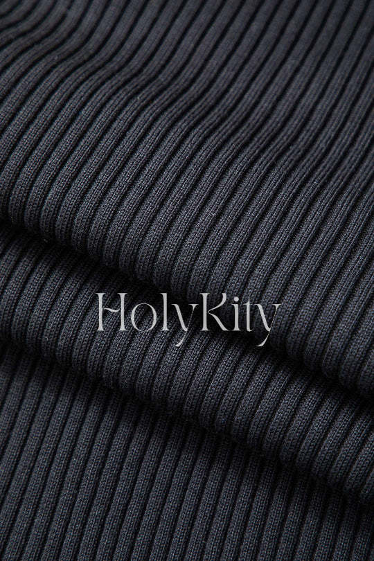 Set aus ärmellosem Rippstrickkleid mit überkreuztem V-Ausschnitt und Bolero 
