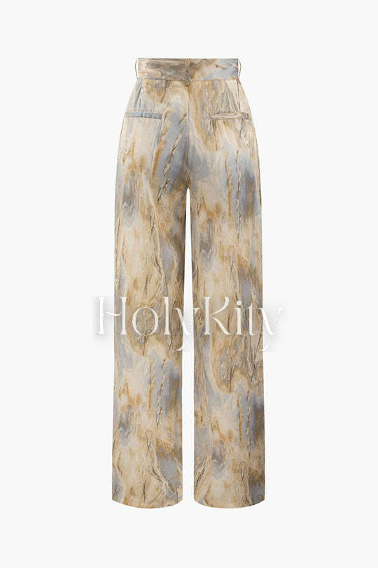 Marble Print Full-length Pants
