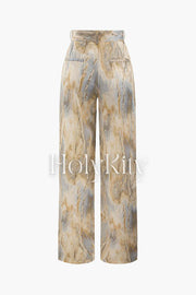 Marble Print Full-length Pants
