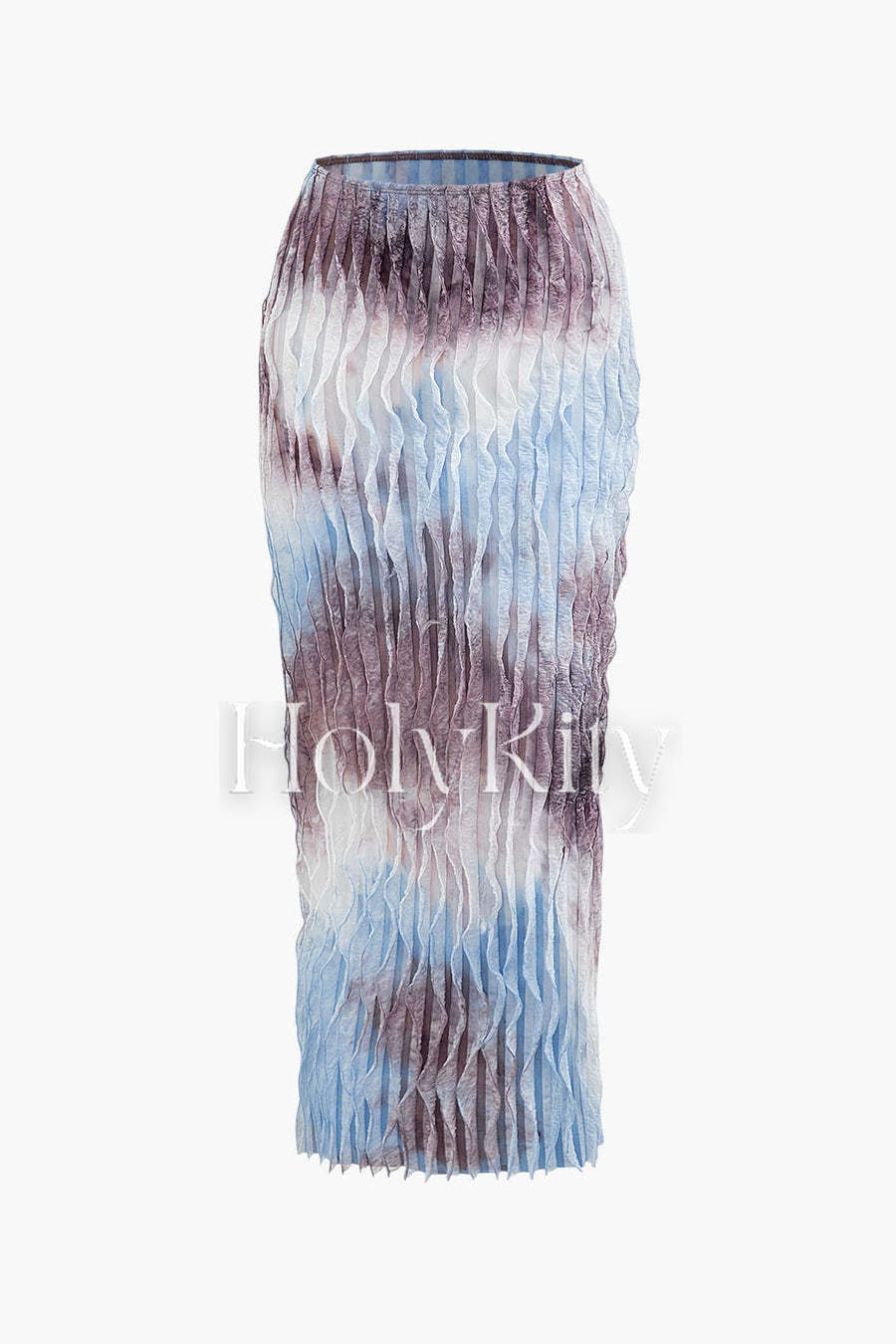 Tie Dye Mesh Tube Top And Split Maxi Skirt And Choker Set