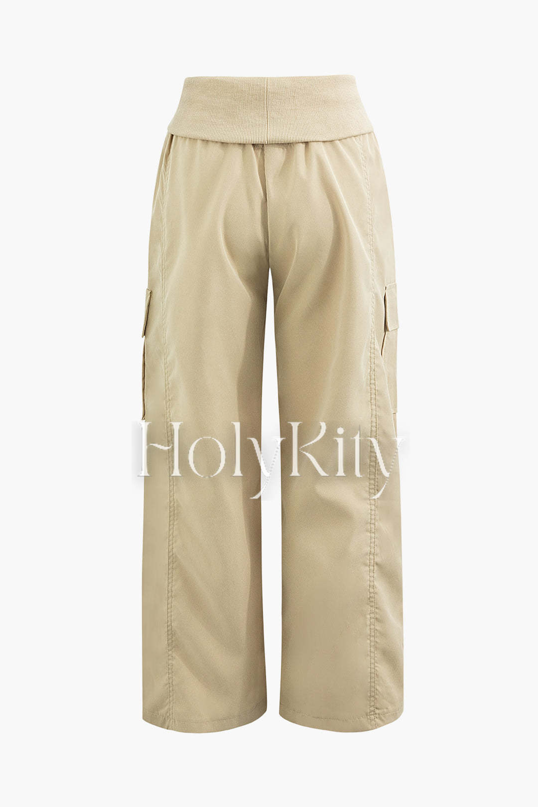 Pantalon cargo coupe droite avec cordon de serrage à la taille et poches à rabat 