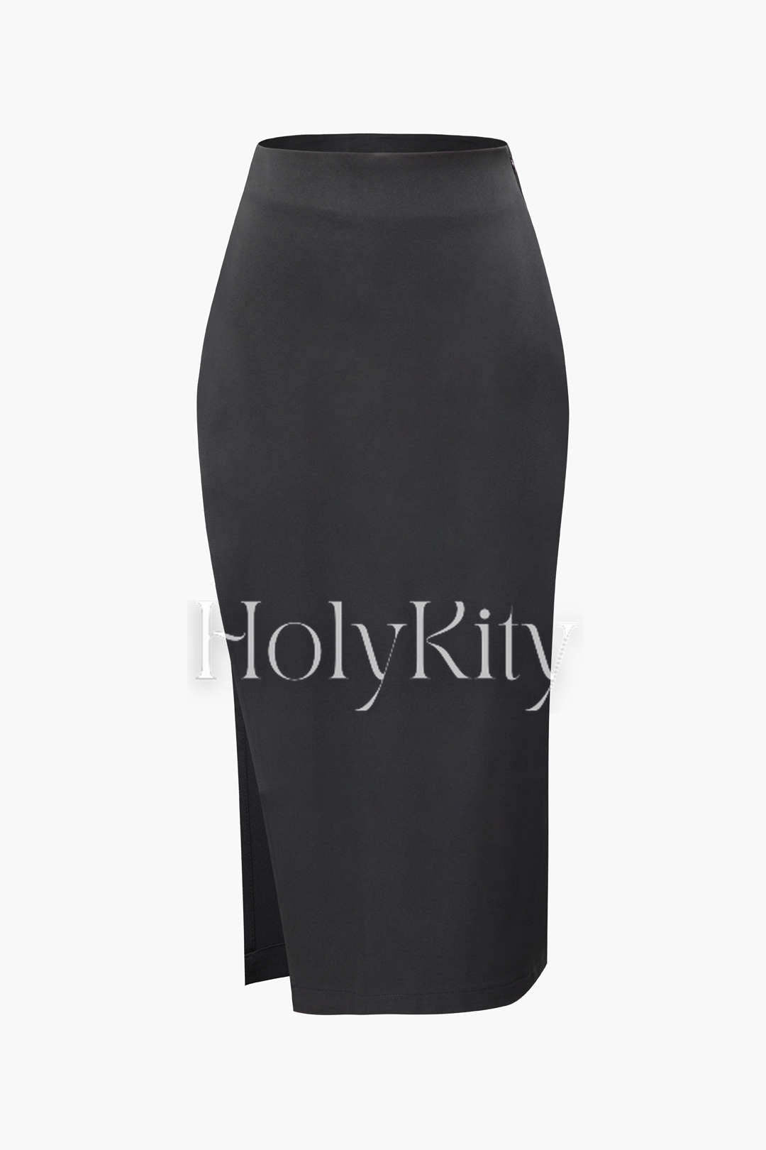 Solid Slit Midi Skirt